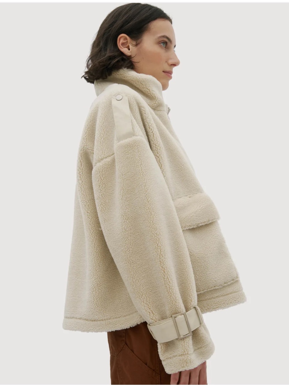 Noize x Tezza & Cole Collab Sherpa Cream Coat Oversized Jacket Medium NEW